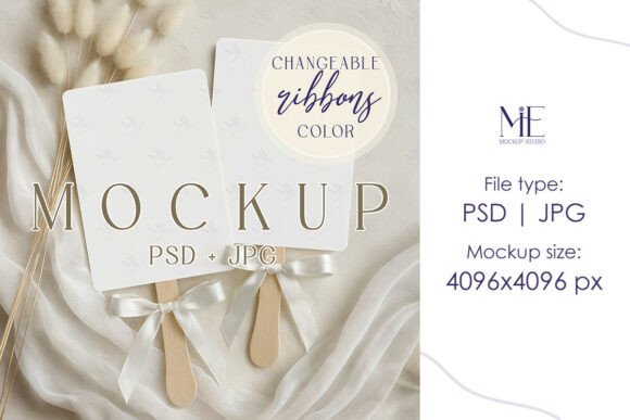 Download Wedding Program Fan PSD Mockup Ceremony - Wedding Collection