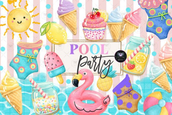 Download Summer Pool Party Clipart Watercolor - Art Collection