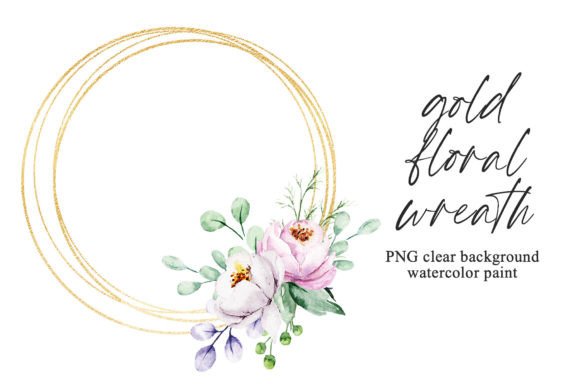 Download Gold Frame, Floral Wreath with Flowers. - Gold Collection