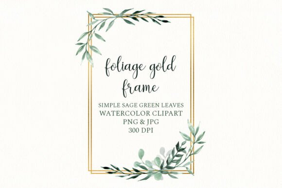 Download Foliage Gold Frame Watercolor Border - Gold Collection
