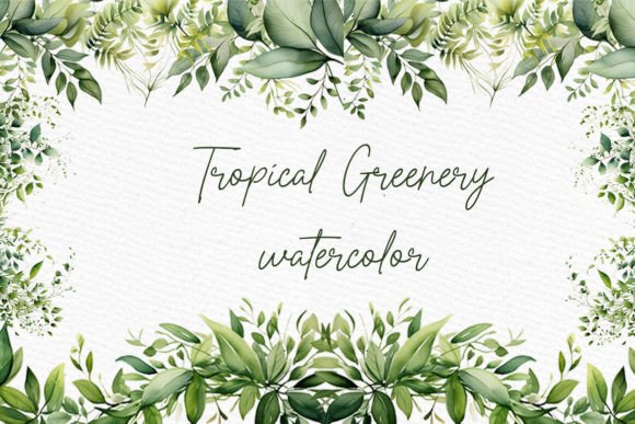 Download Watercolor Tropical Greenery Clipart - Green Collection
