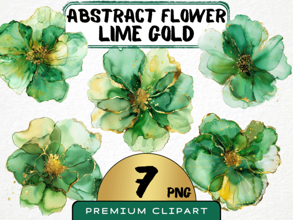 Download Abstract Green Gold Flower Clipart - Green Collection