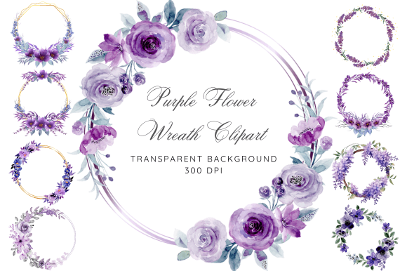 Download Purple Flower Wreath Clipart - Art Collection