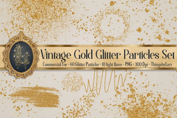 Download 70 Vintage Gold Glitter Particles PNG - Art Collection