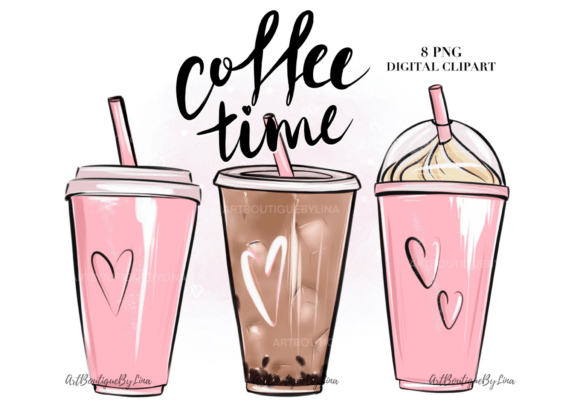 Download Pink Coffee Cups PNG, Iced Coffee - Ink Collection