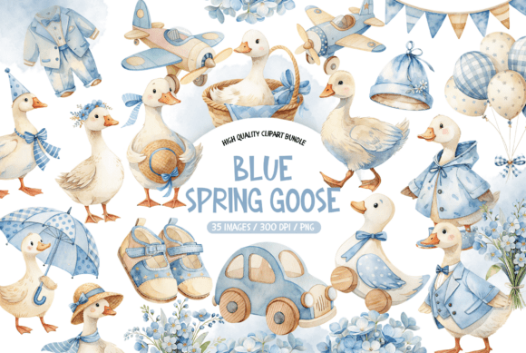 Download Watercolor Blue Spring Goose Clipart - Art Collection