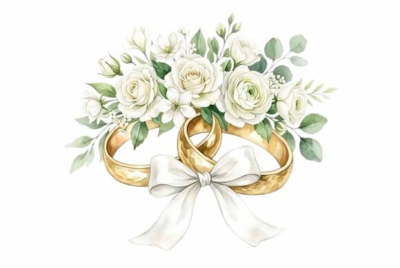 Download Gold Wedding Rings White Flowers - Premium Bundle