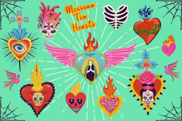 Download Mexican Tin Hearts Milagro Graphics - Art Collection