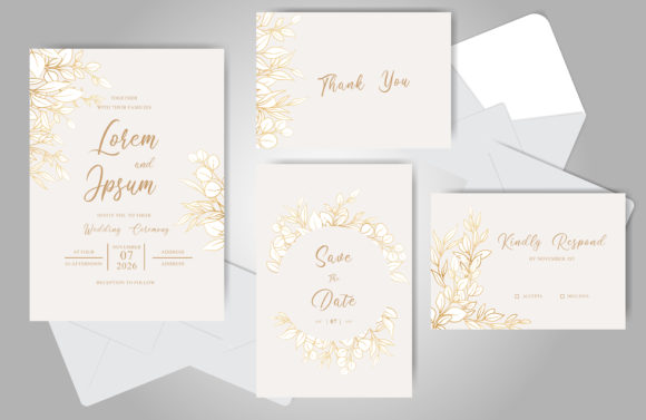 Download Golden Foliage Wedding Invitation Bundle - Wedding Collection