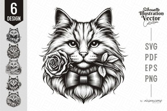 Download Romantic Rose Cat Line Art - Art Collection