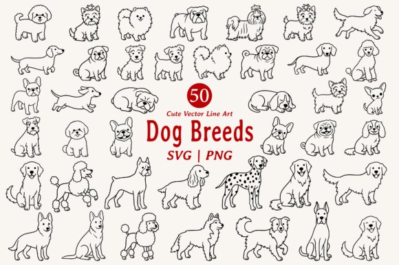 Download Cute Dog Line Art Illustration Bundle - Art Collection
