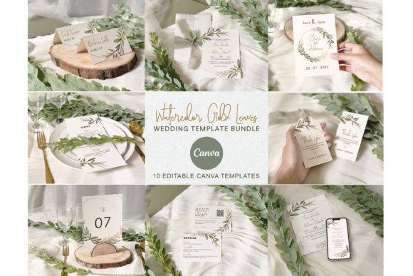 Download Watercolor Gold Leaf Wedding Invitation - Wedding Collection