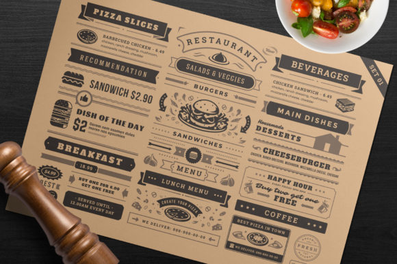 Download Restaurant Menu Typographic Elements - Graphic Collection