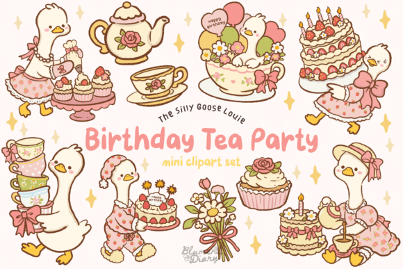 Download Birthday Tea Party Goose Clipart - Art Collection