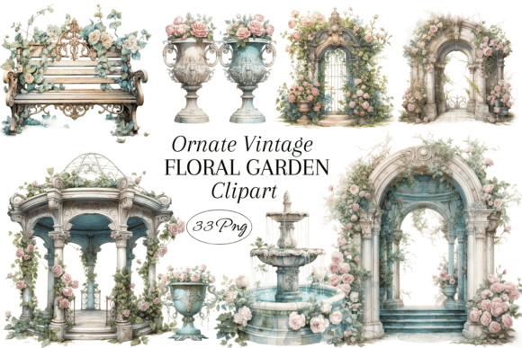 Download Ornate Vintage Floral Garden Clipart - Art Collection
