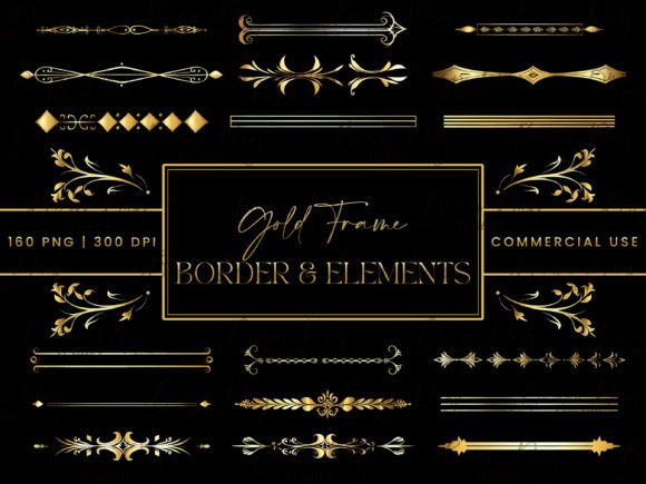 Download Gold Frame Border and Elements Clipart - Art Collection