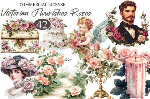 Download Victorian Flourishes Roses Clipart - Art Collection