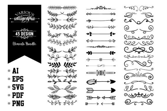 Download Various Calligraphic Design Elements Set - Graphic Collection