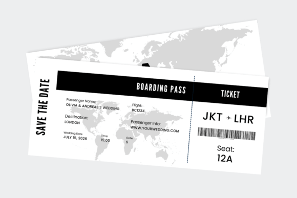 Download Wedding Save the Date Boarding Pass - Wedding Collection