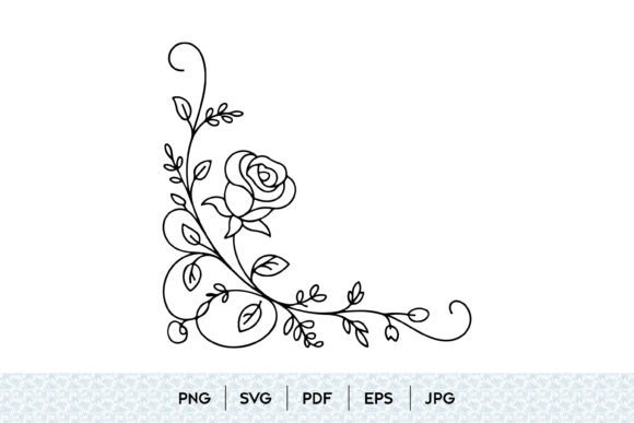 Download Rose Floral Corner Line Art - Art Collection