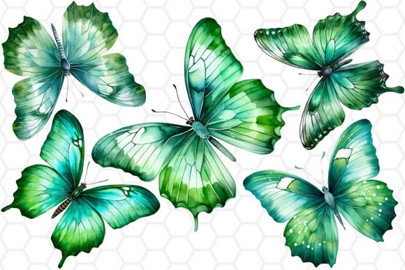 Download Green Watercolor Butterfly Clipart PNG - Green Collection