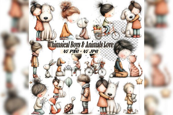 Download Whimsical Girl &amp; Dog Love Clipart Sweet - Art Collection