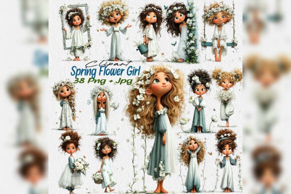 Download Whimsical Spring Flower Girl Clipart Png - Art Collection